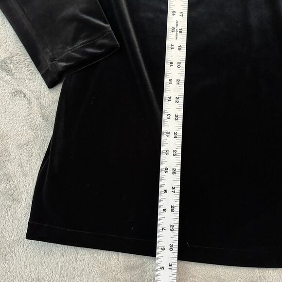 Chico's Size 3 XL Black Velvet Blouse Tunic Long Sleeve Top Shirt - Picture 4 of 5